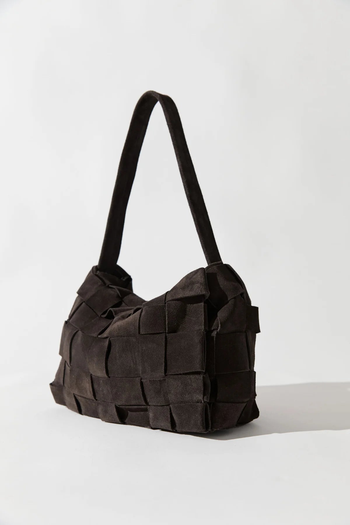 Suede Woven Envelope Mini Tote - Coffee