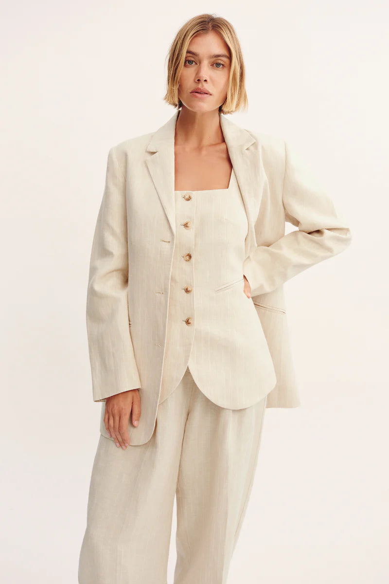 Leon Blazer -  Beige Pinstripe