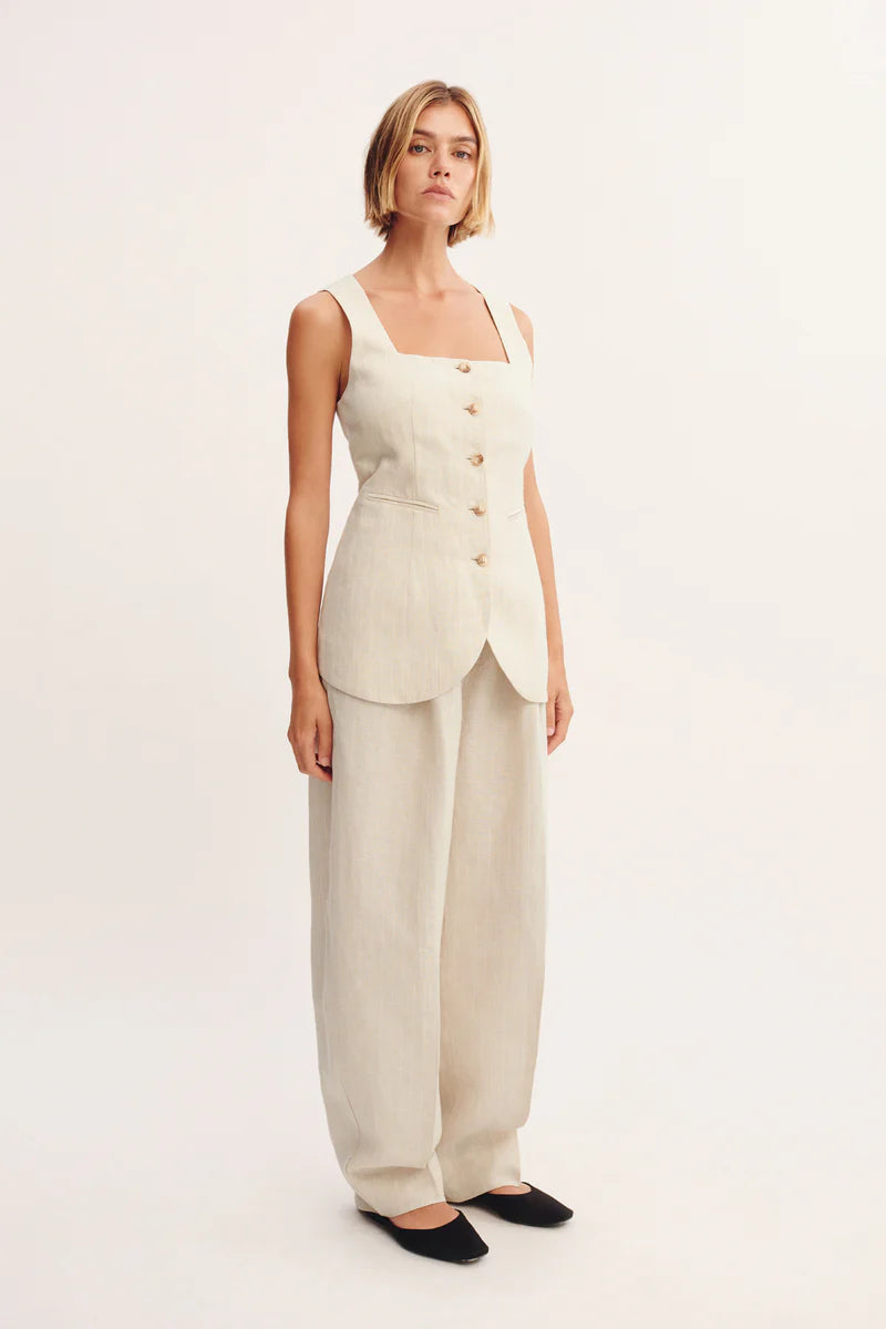 Lucille Gilet - Beige Pinstripe