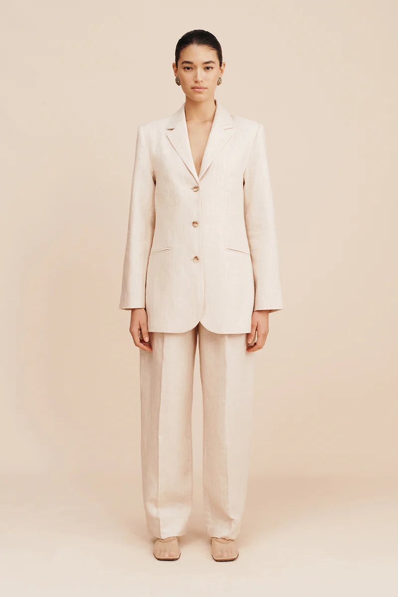 Leon Blazer -  Beige Pinstripe