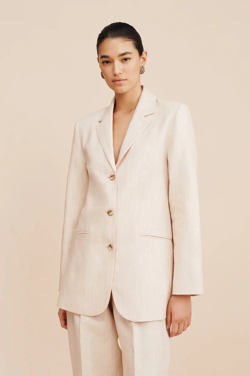 Leon Blazer -  Beige Pinstripe