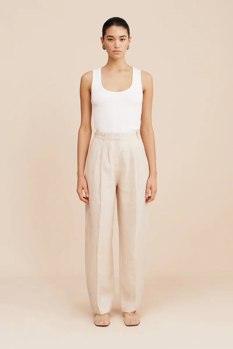 Lucille Trouser Beige Pinstripe