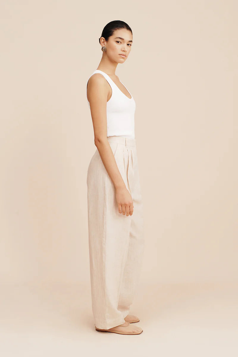 Lucille Trouser Beige Pinstripe