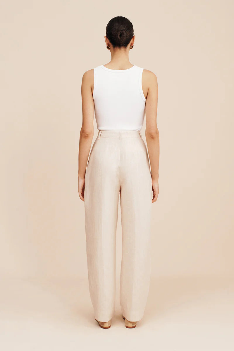 Lucille Trouser Beige Pinstripe
