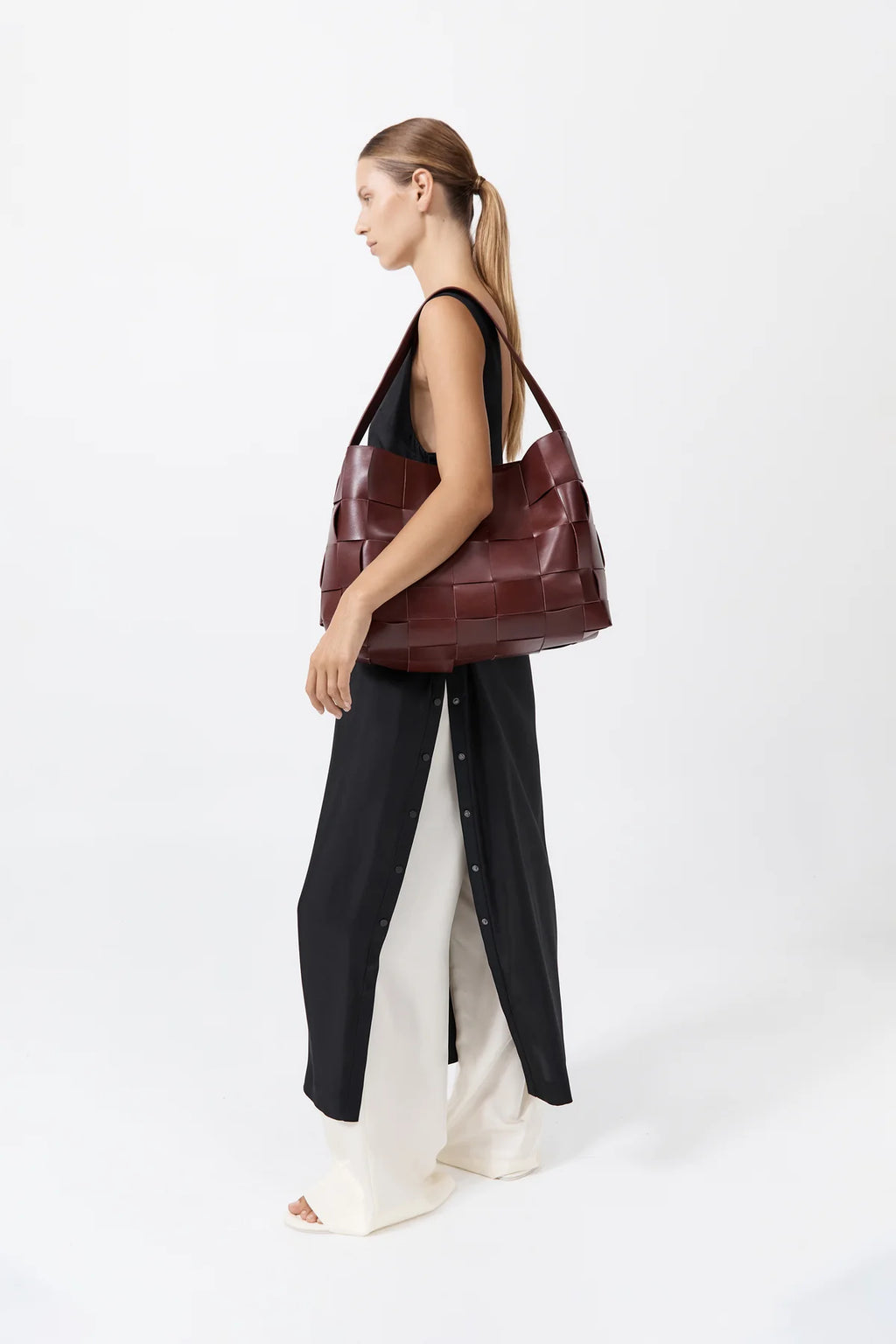 Woven Large Tote  Chocolate