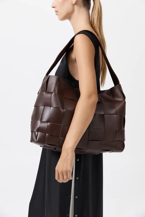 Woven Large Tote  Chocolate