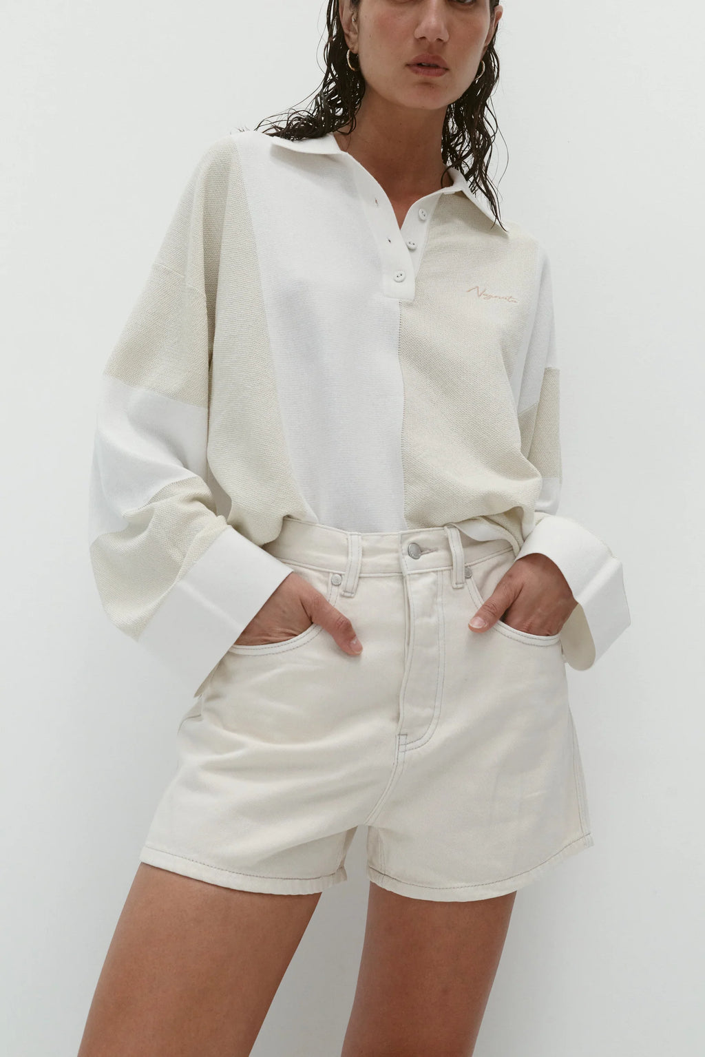Coming Soon Vegetable Dye Bermuda Short White
