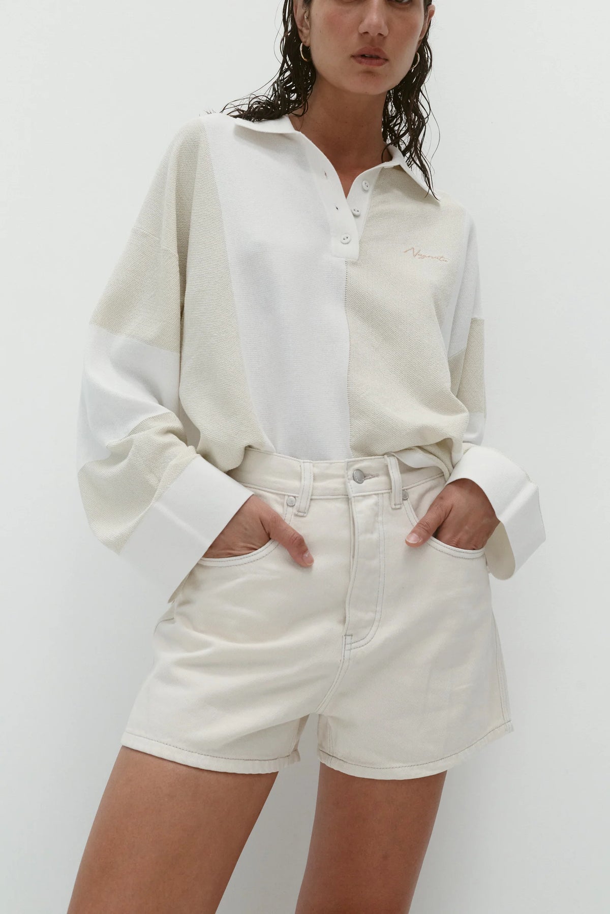 Coming Soon Vegetable Dye Bermuda Short White