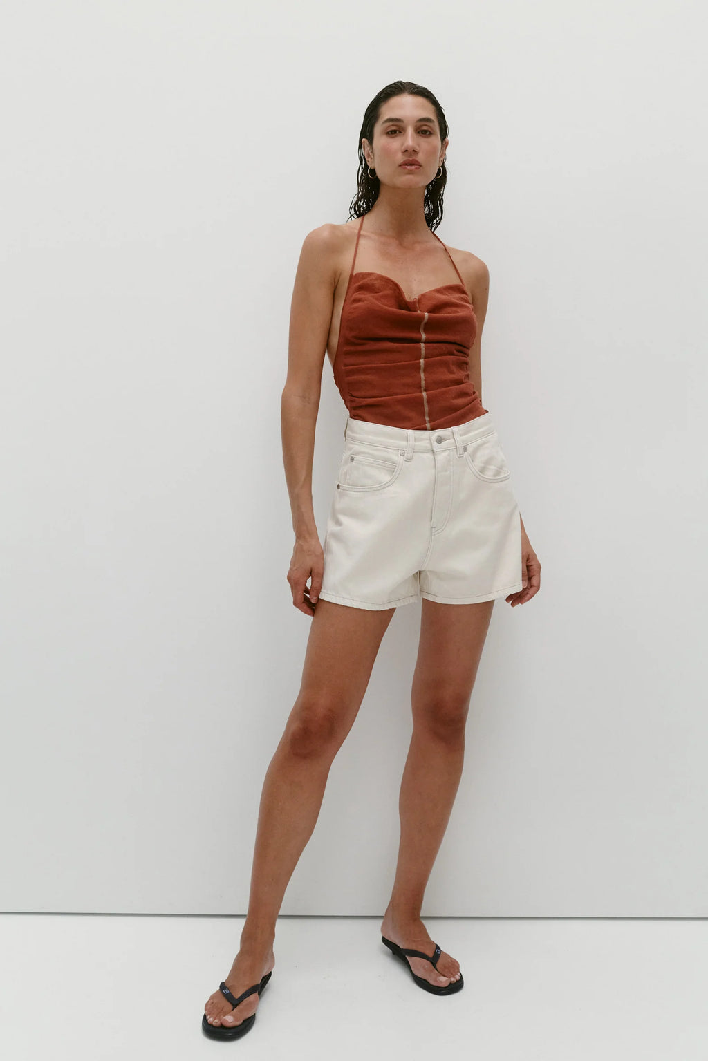 Coming Soon Vegetable Dye Bermuda Short White