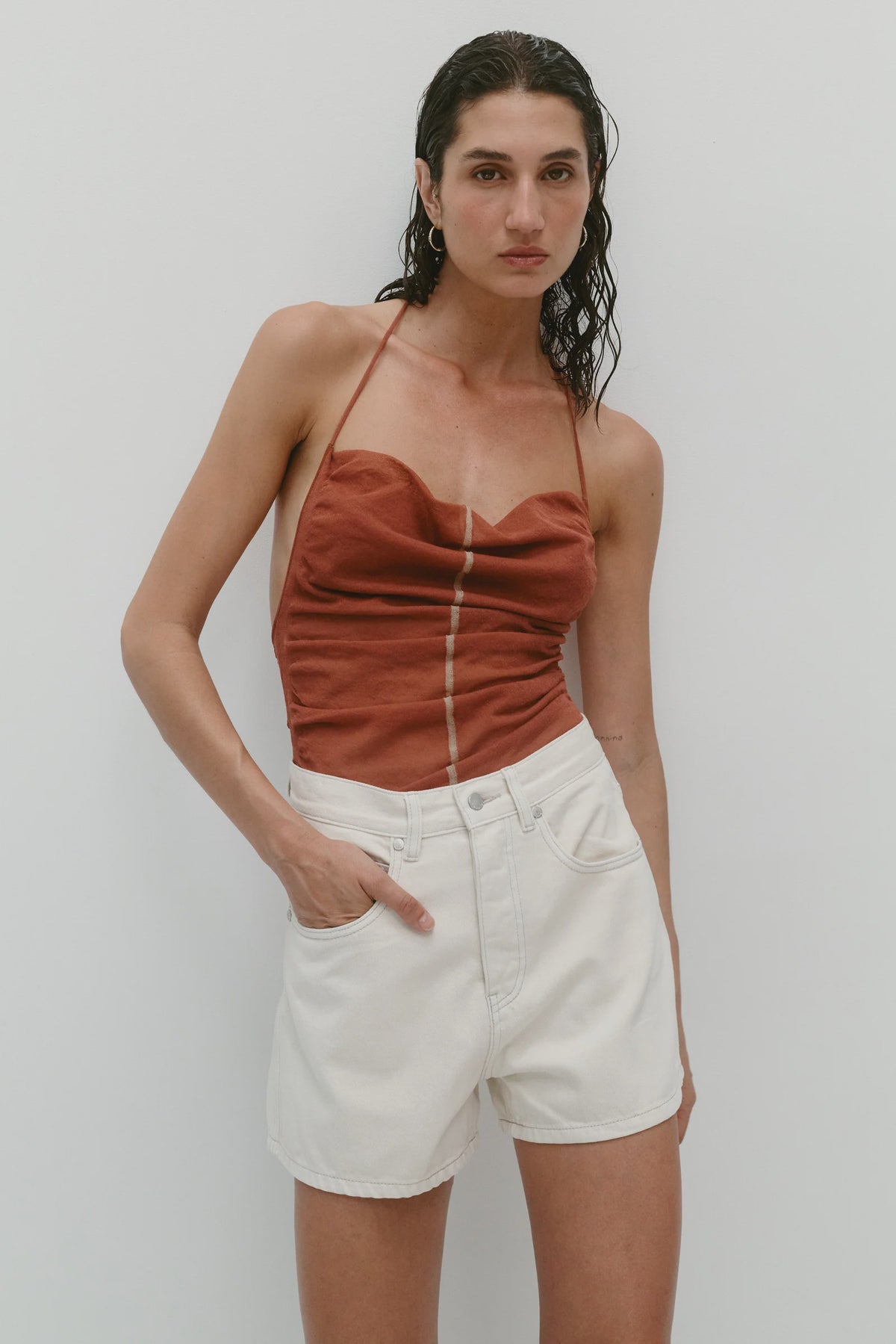 Coming Soon Vegetable Dye Bermuda Short White