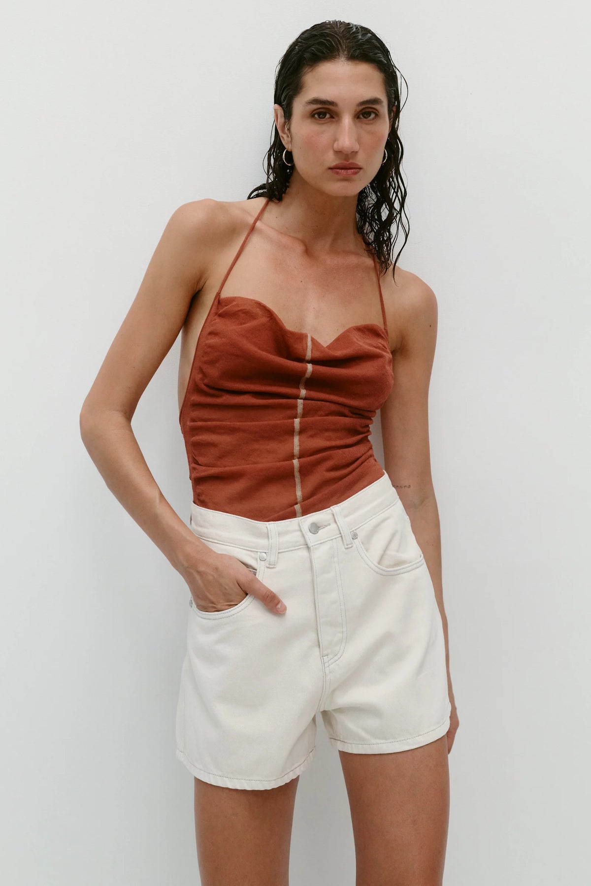 Coming Soon Vegetable Dye Bermuda Short White