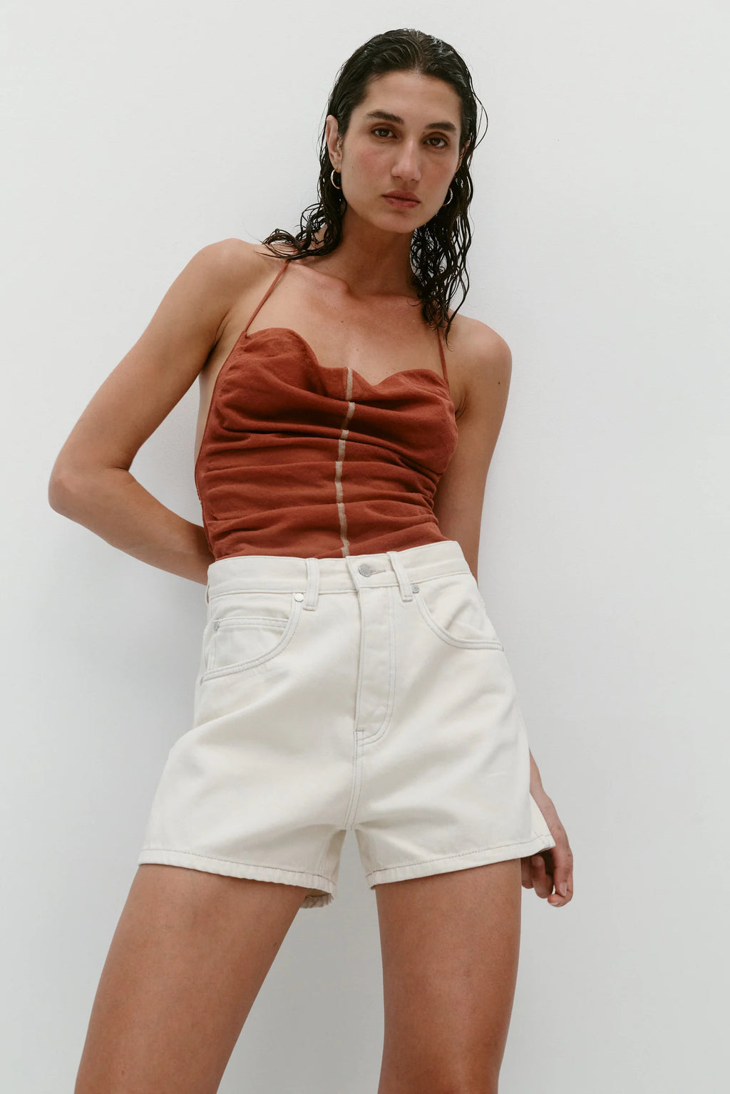 Coming Soon Vegetable Dye Bermuda Short White