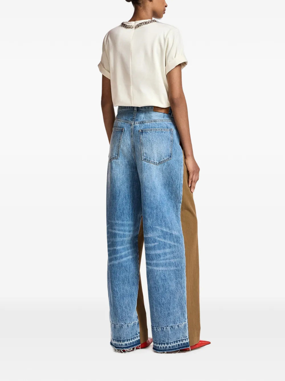 Krisp Denim Panel Wide-Leg Trousers