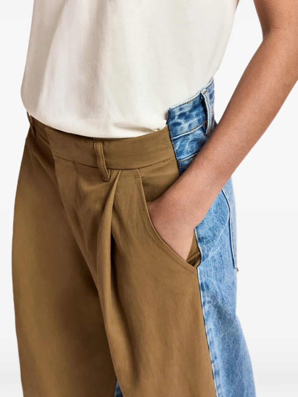 Krisp Denim Panel Wide-Leg Trousers