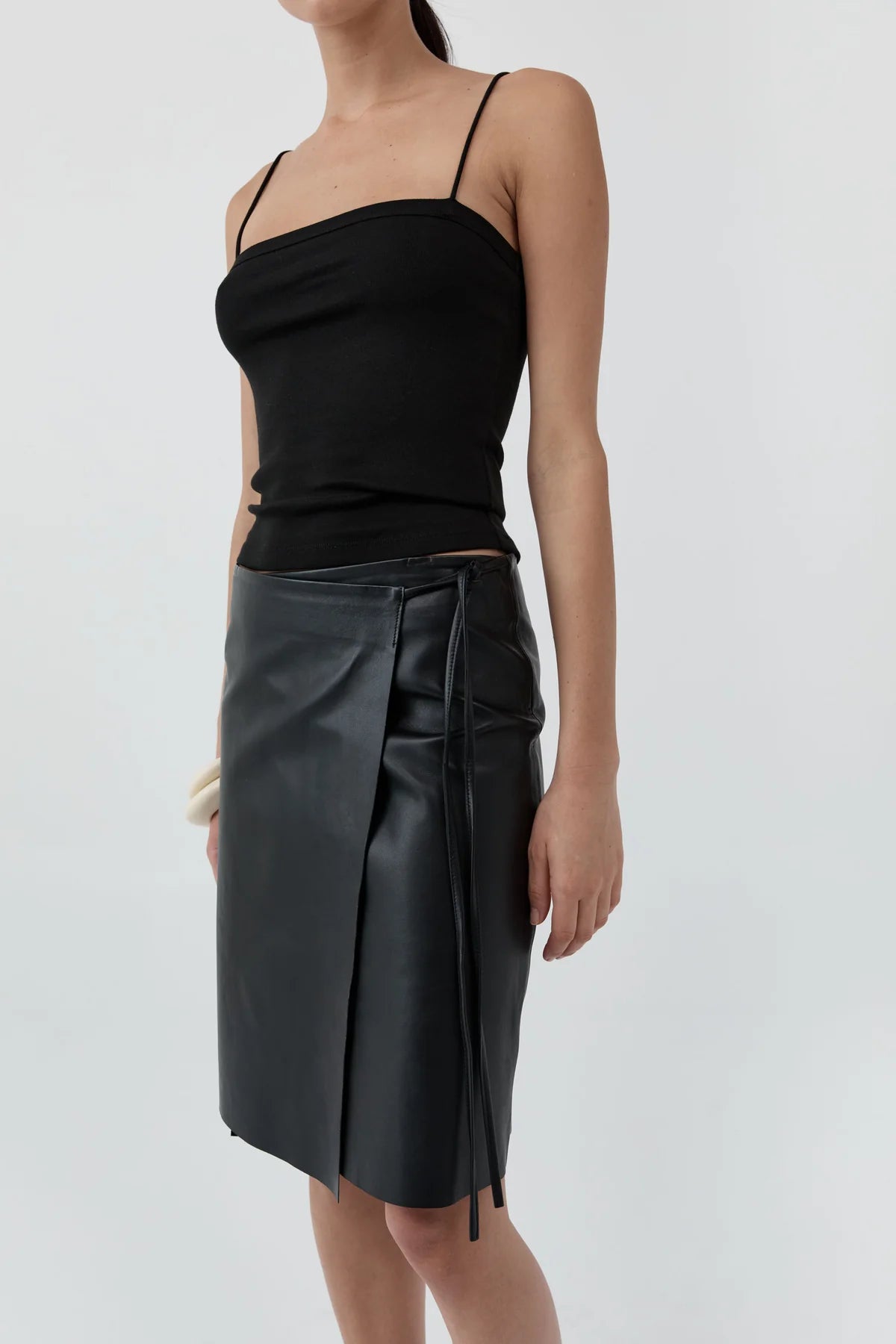 Square Neck Cotton Cami Black