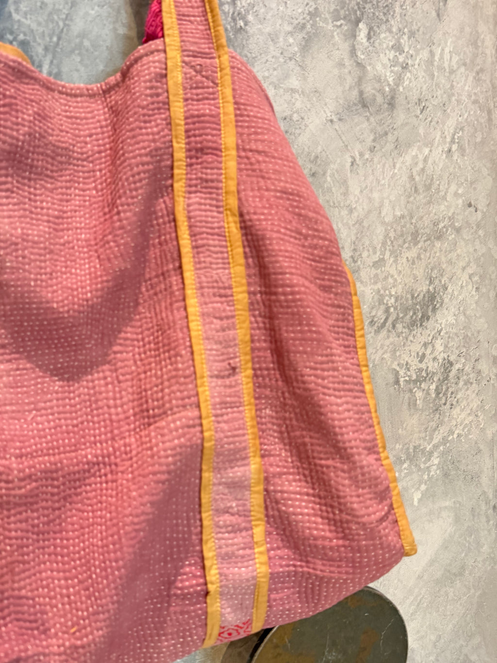 Indian Block Print Kantha Bag Pink
