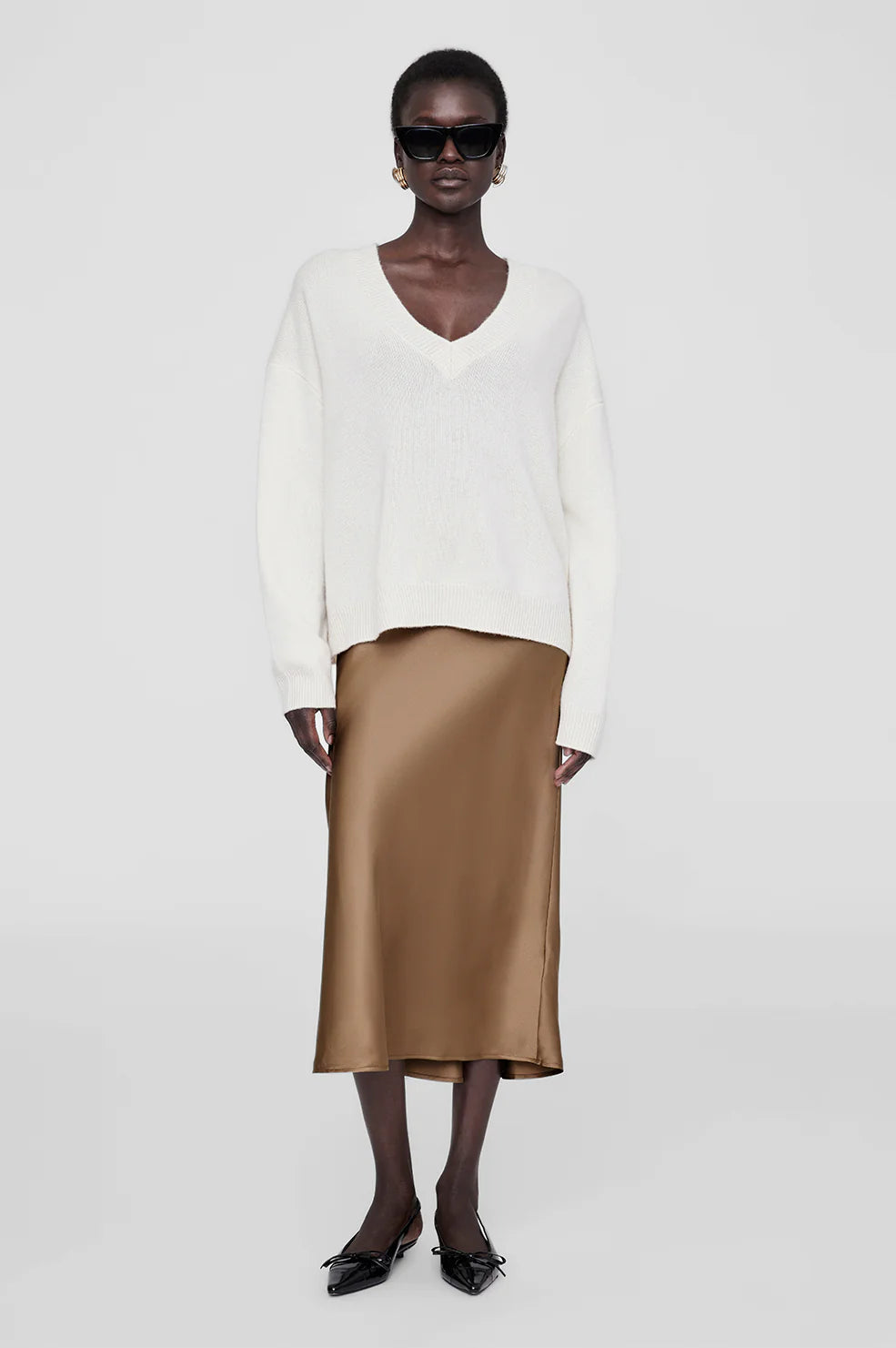 Bar Silk Skirt Sepia - L