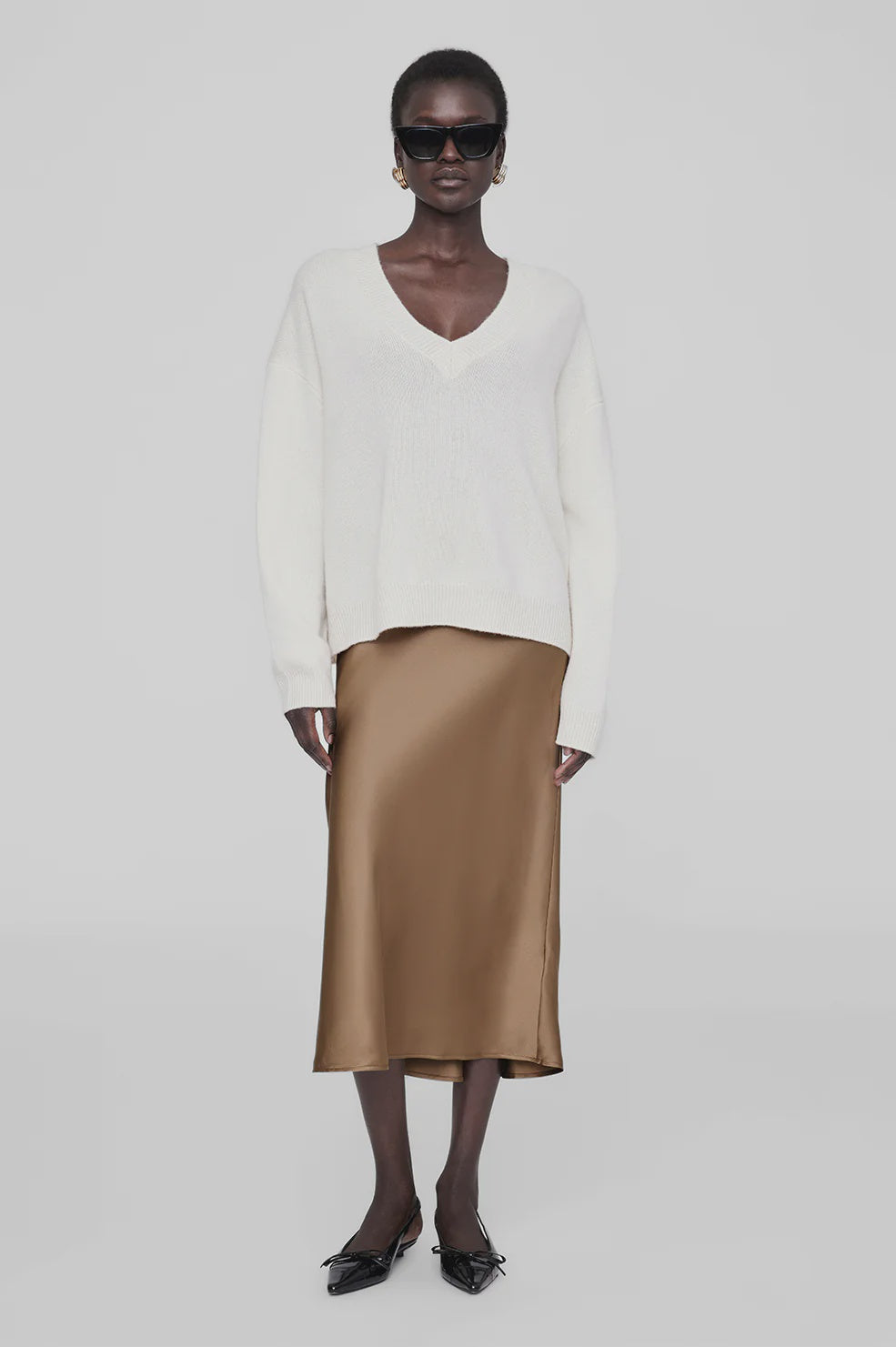 Bar Silk Skirt Sepia - L