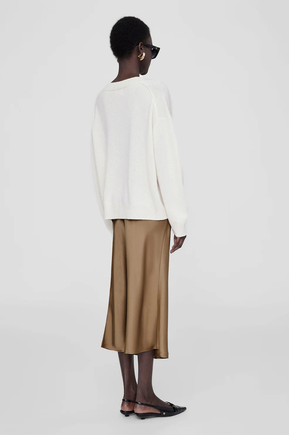 Bar Silk Skirt Sepia - L