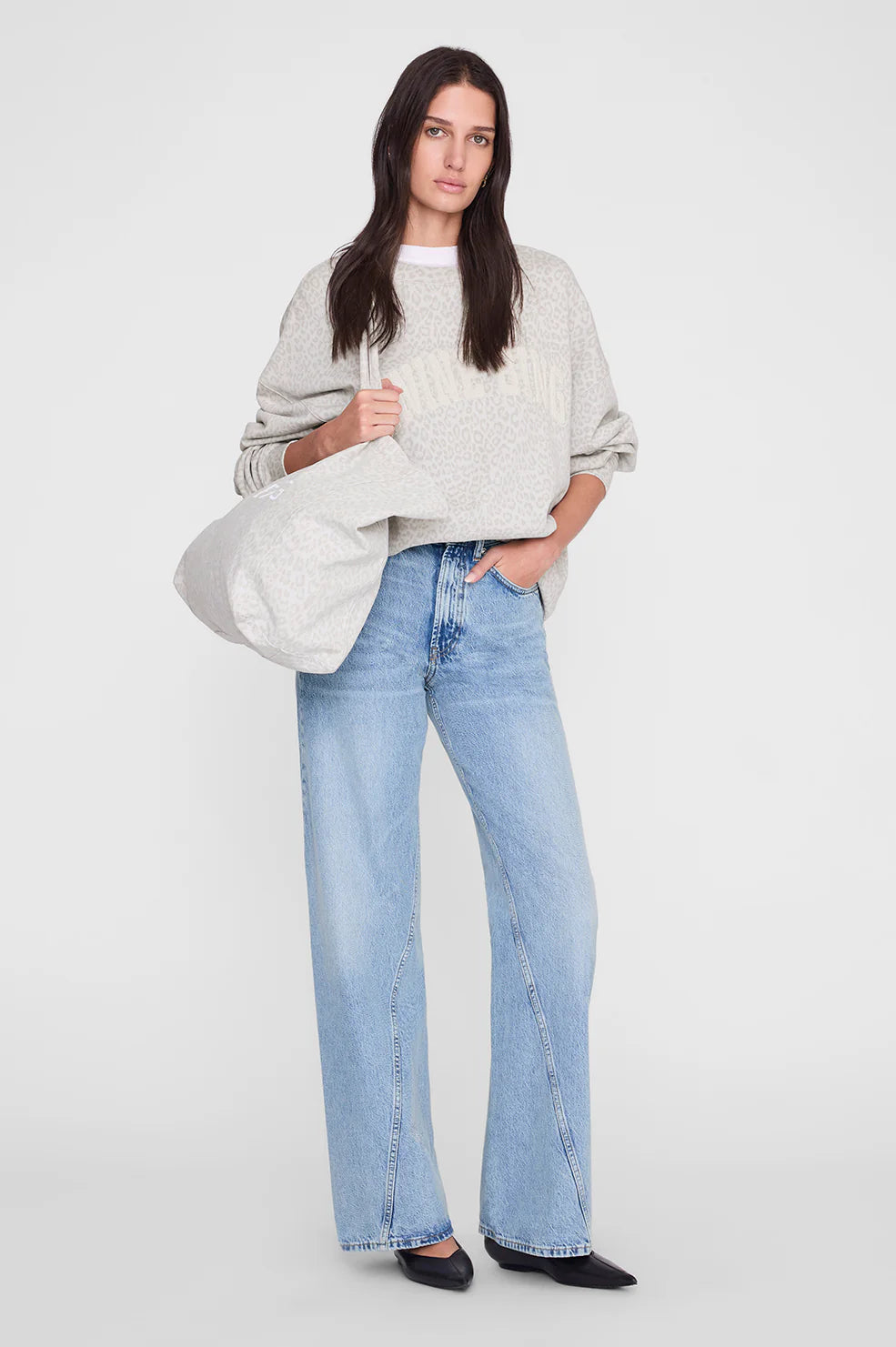 Miles Sweatshirt Washed White Leopard