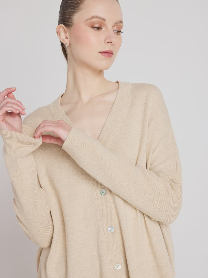 Natalia Cotton Cashmere Cardigan Oat