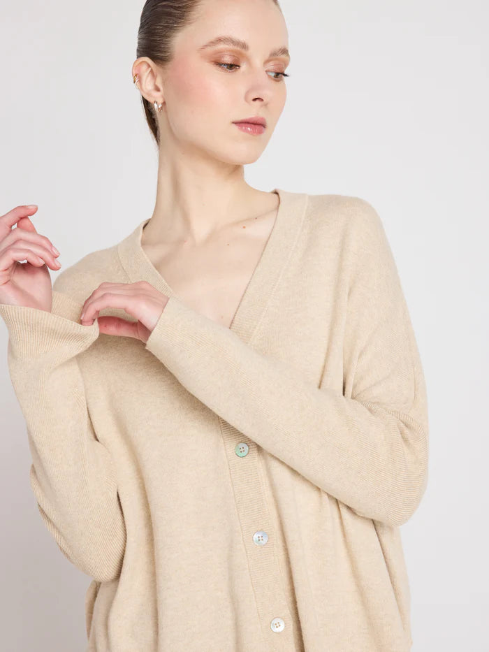 Natalia Cotton Cashmere Cardigan Oat
