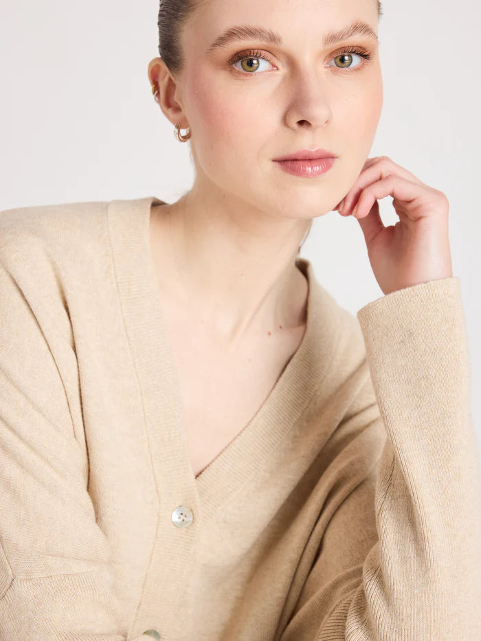 Natalia Cotton Cashmere Cardigan Oat
