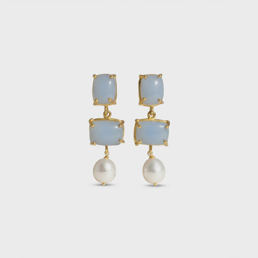 Iris Drop Earrings Blue Agate