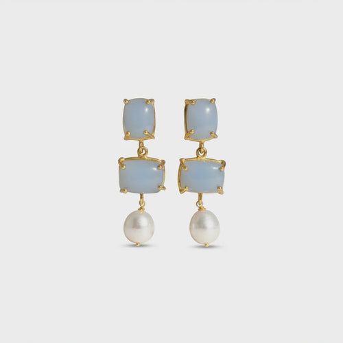 Iris Drop Earrings Blue Agate