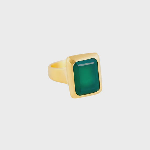 Green Agate Deco Cocktail Ring