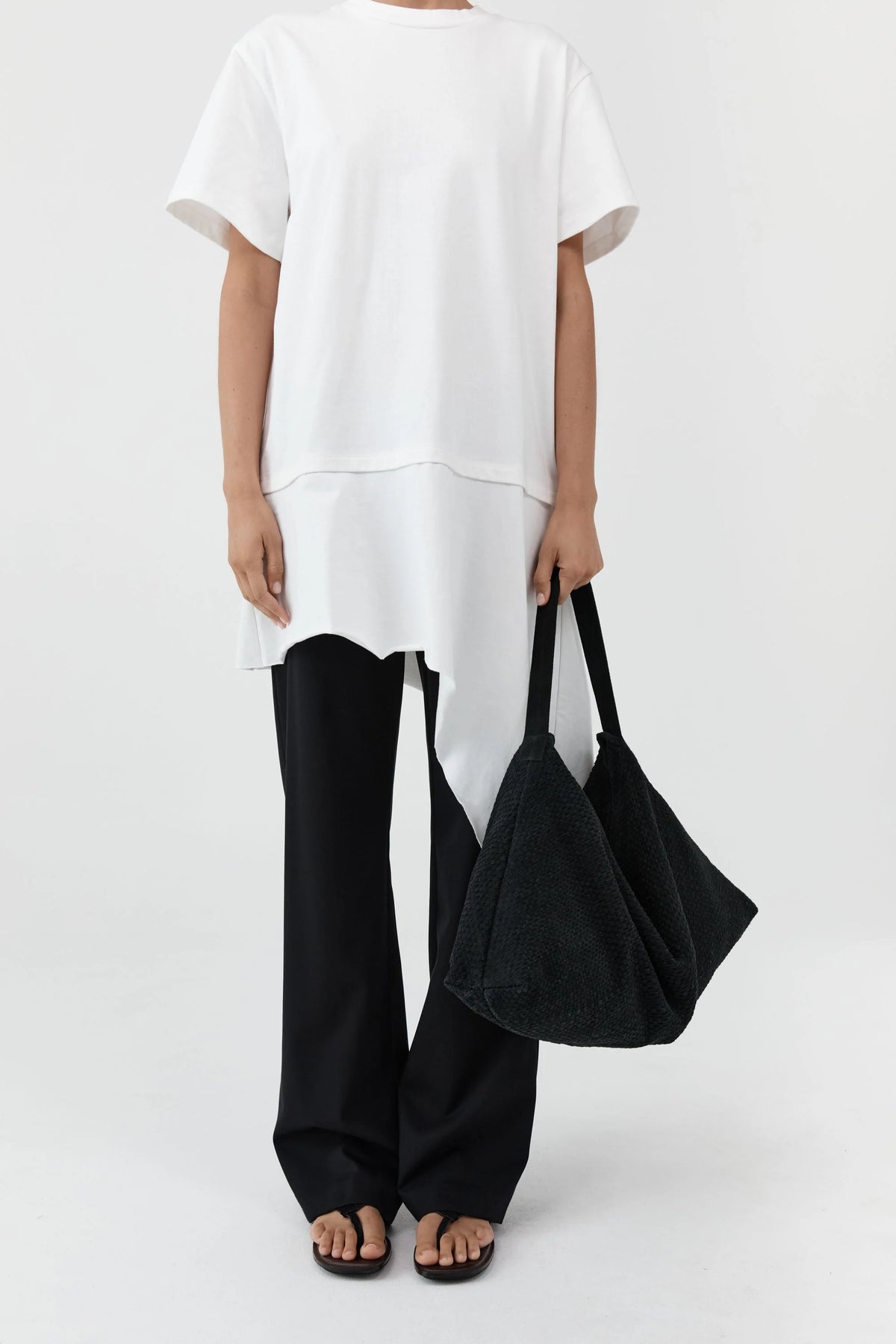 Woven Hobo Bag in Washed Black
