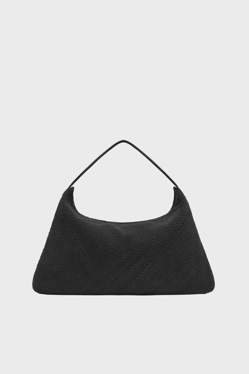Woven Hobo Bag in Washed Black