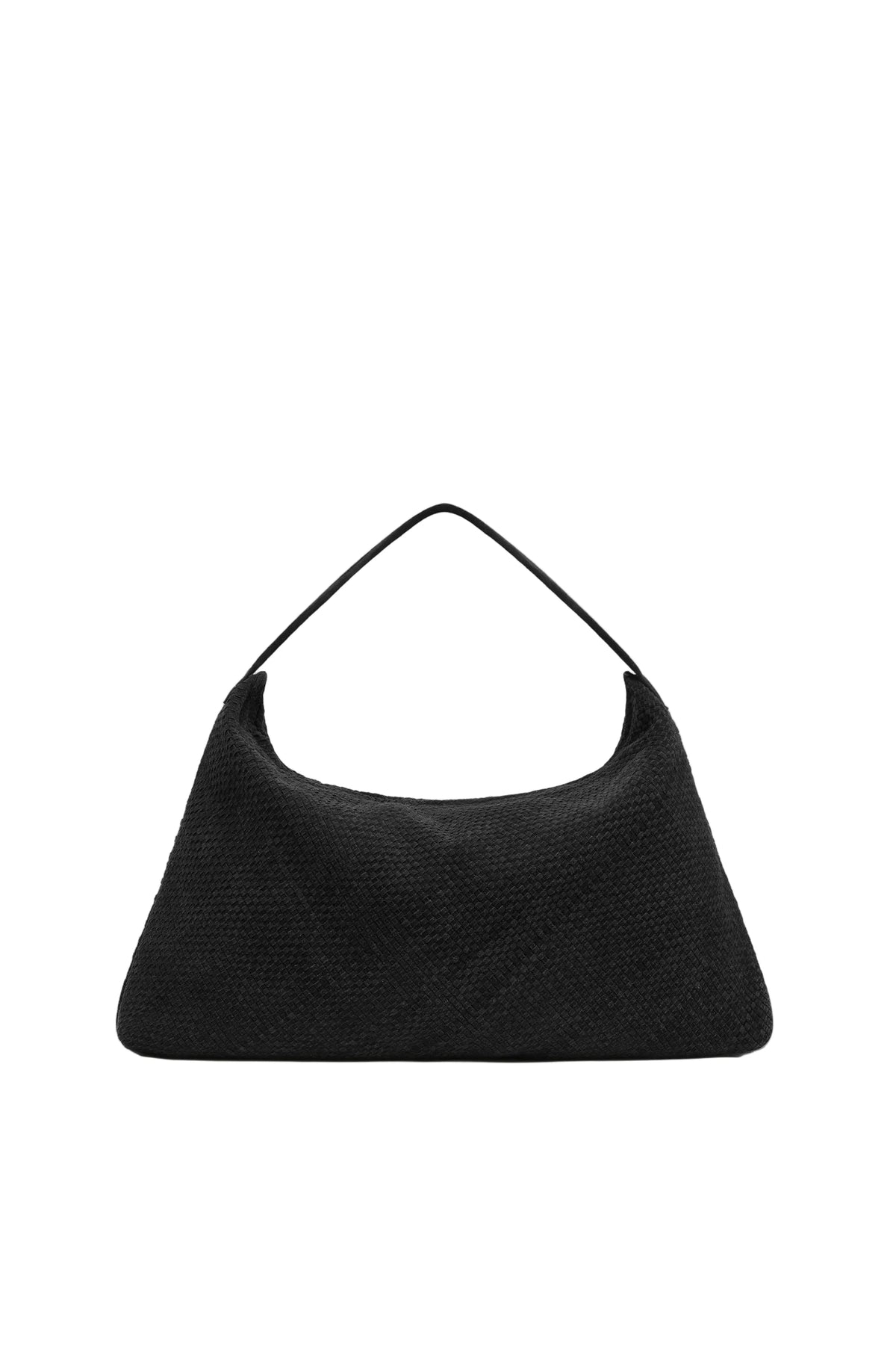 Woven Hobo Bag in Washed Black