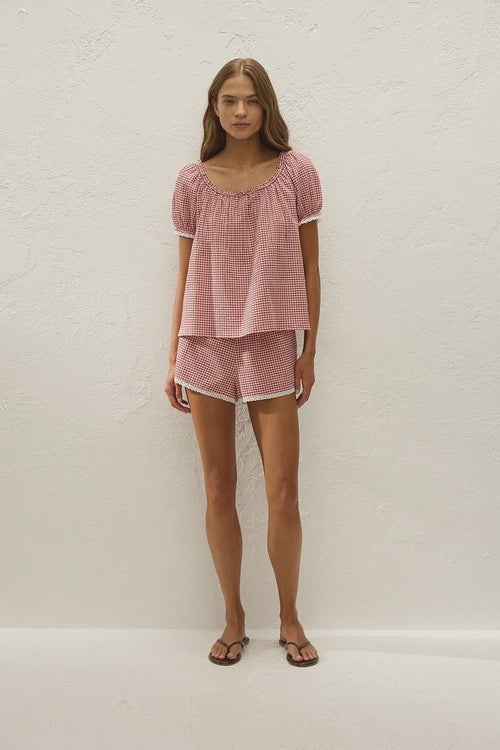 Lonny top Cantinho Gingham Red