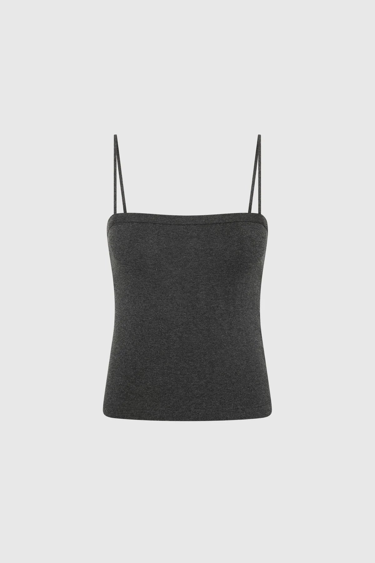 Square Neck Cotton Cami Charcoal Melange