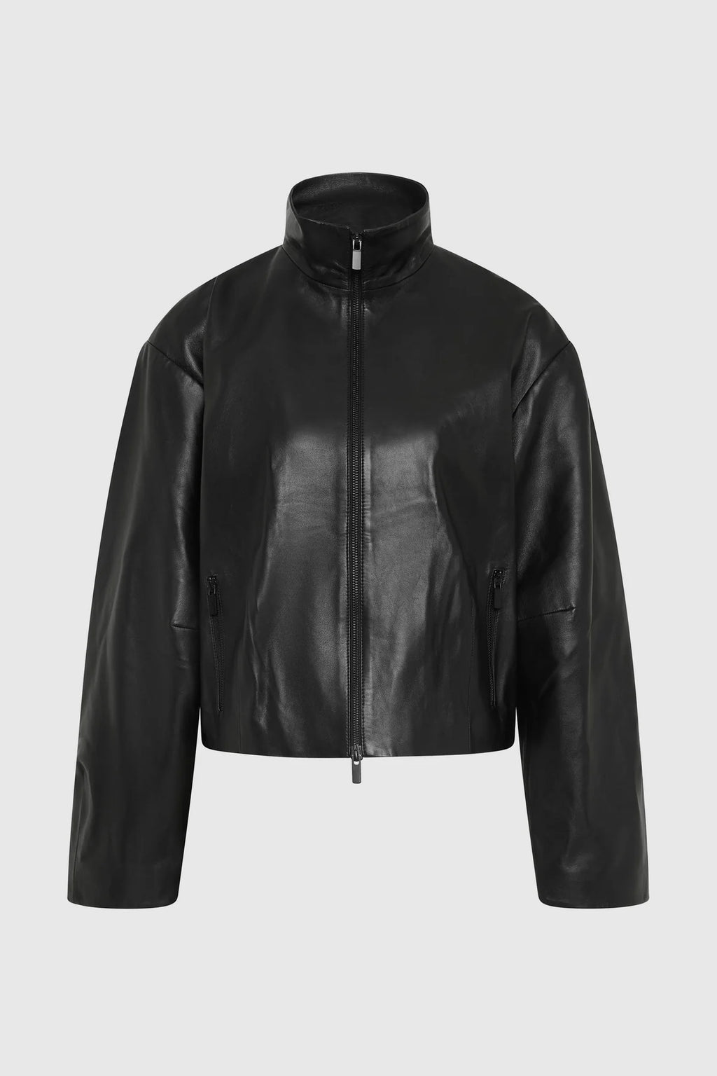 COMING SOON Cocoon Zip Leather Jacket - Black
