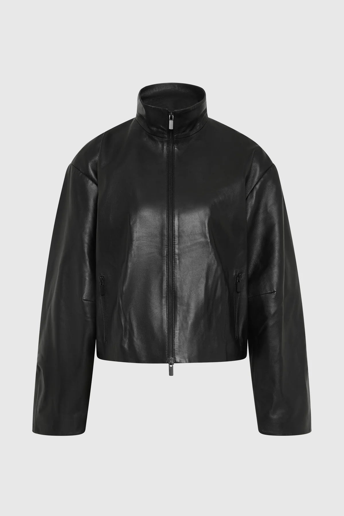 COMING SOON Cocoon Zip Leather Jacket - Black