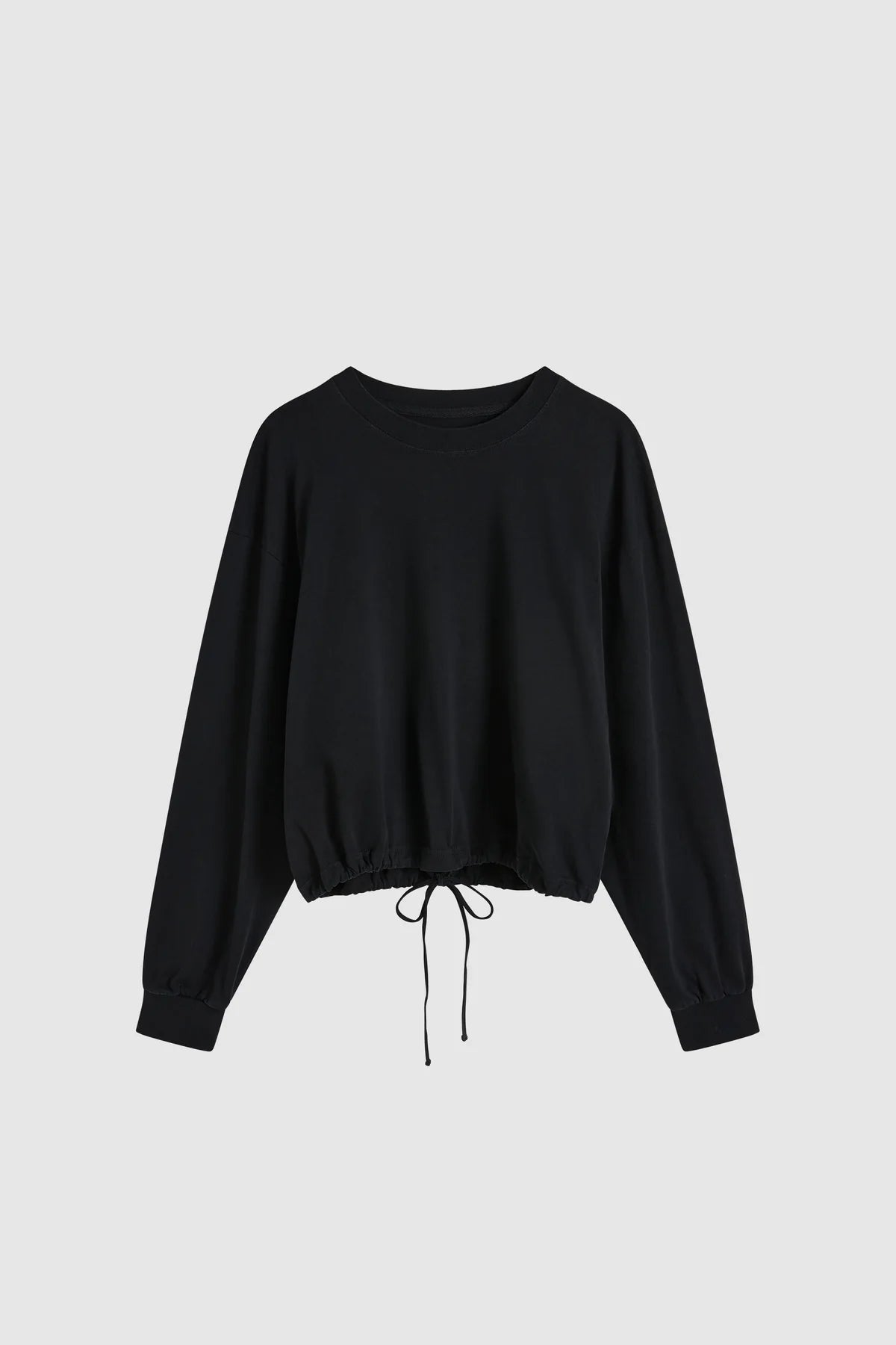 Drawstring Long sleeve Top Black