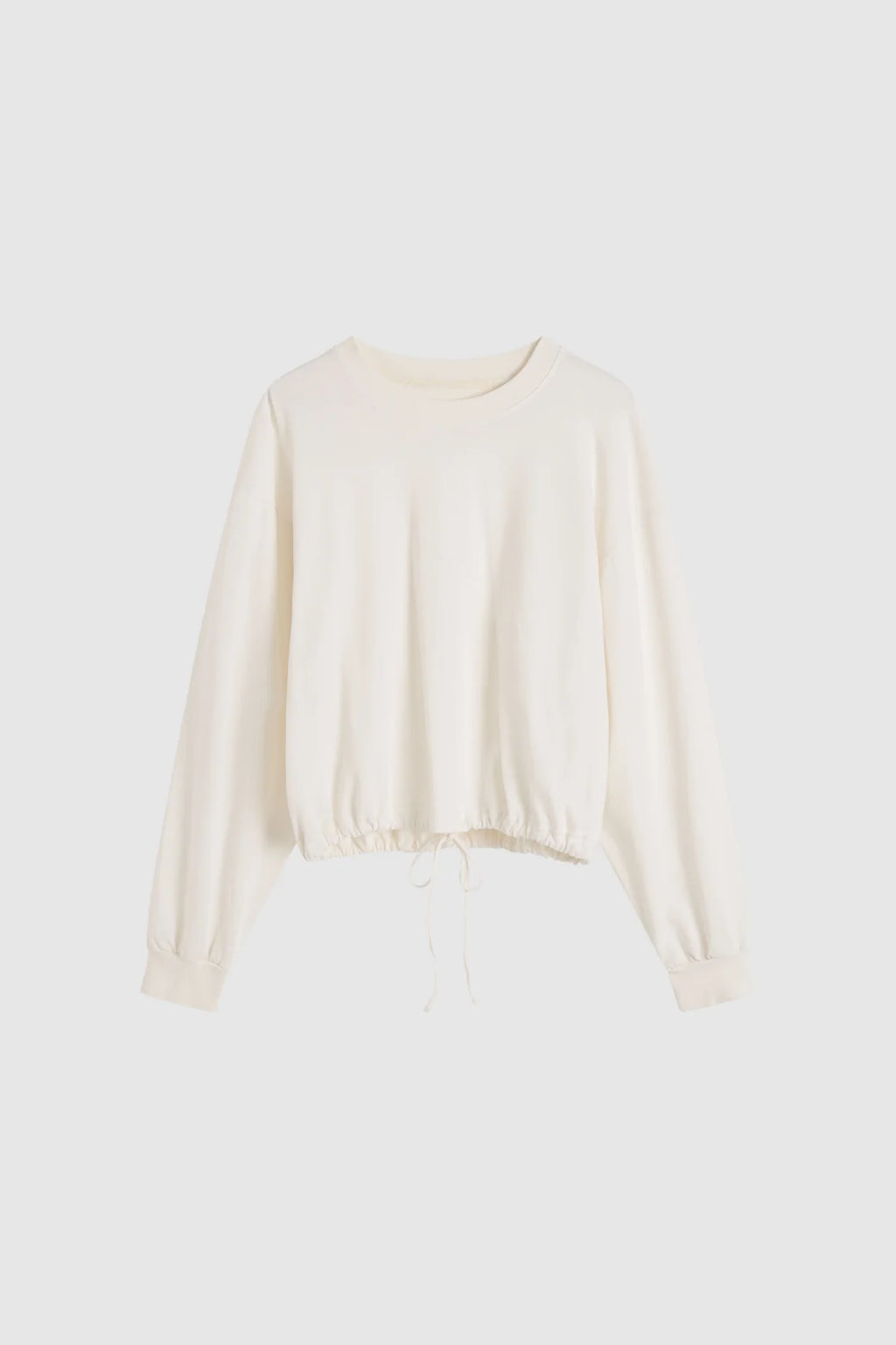 Drawstring Long sleeve Top White