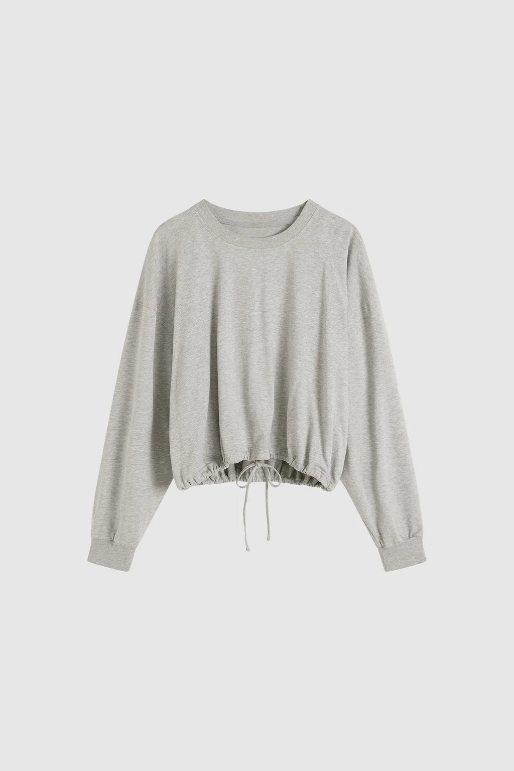 Drawstring Long sleeve Top Light Grey