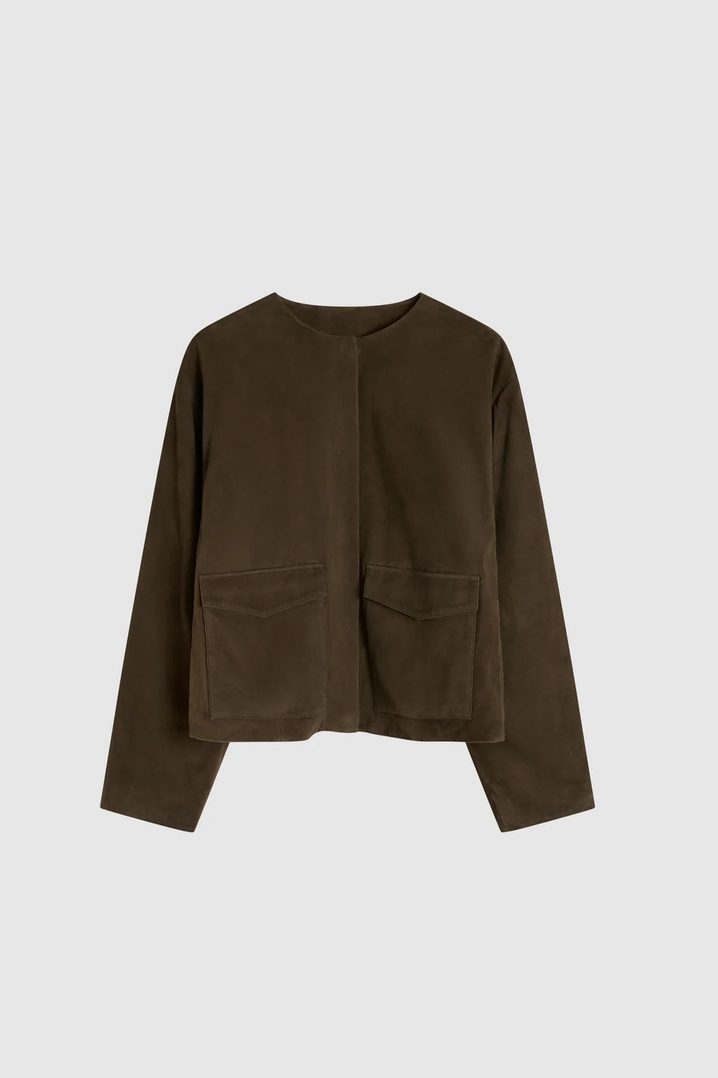 Suede Utility Cocoon Bomber Khaki