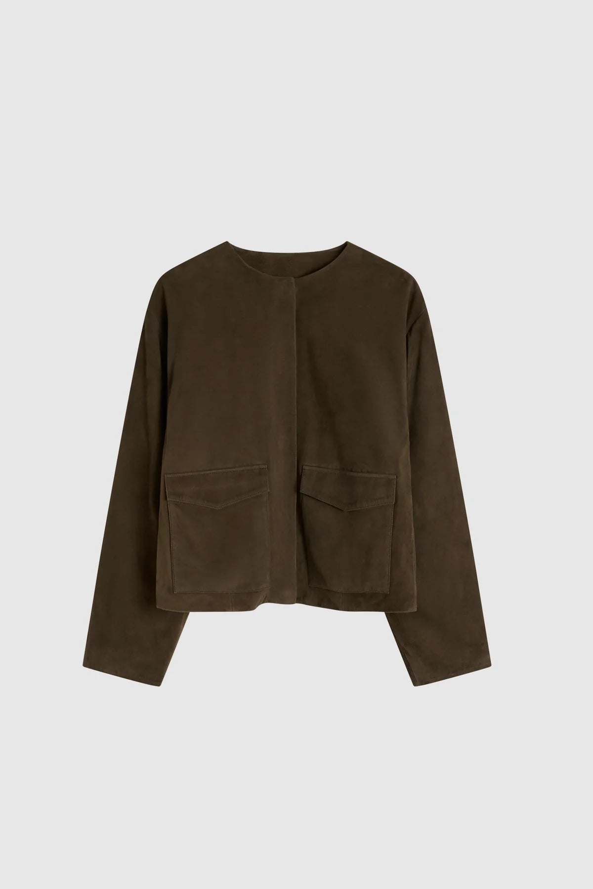 Suede Utility Cocoon Bomber Khaki