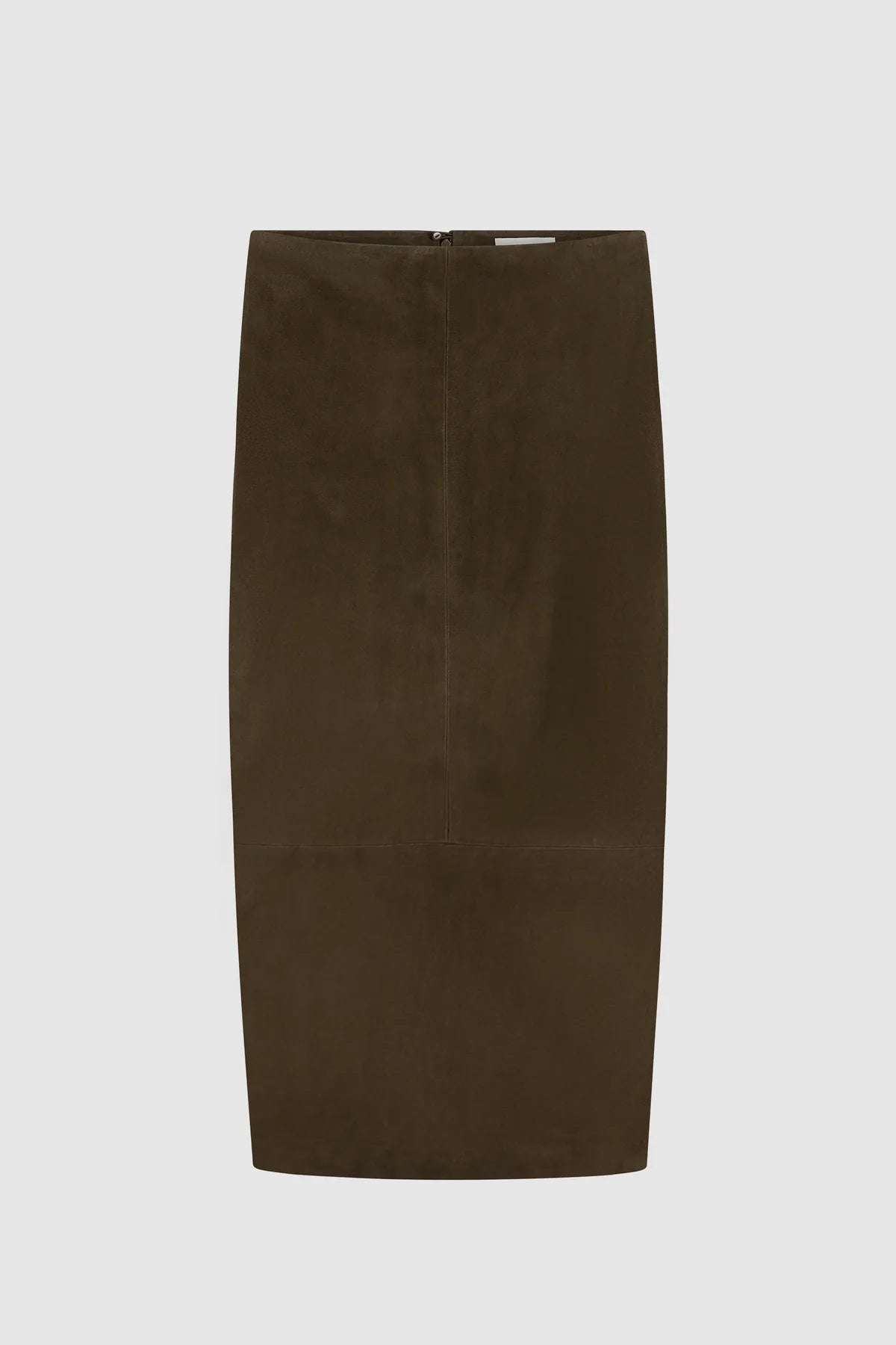 Suede Column Skirt Khaki
