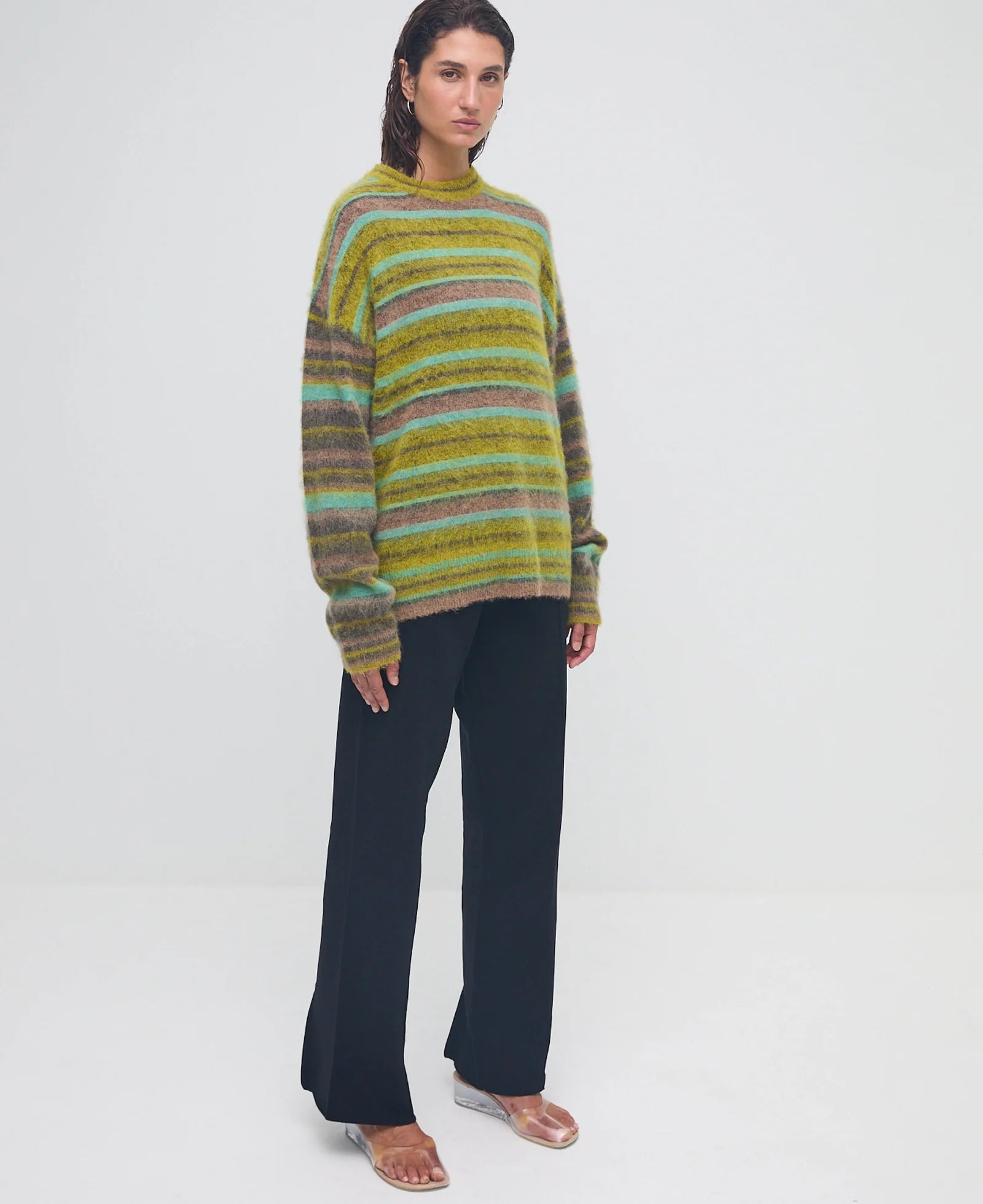 Alpaca Stripe Sweater Antique Moss