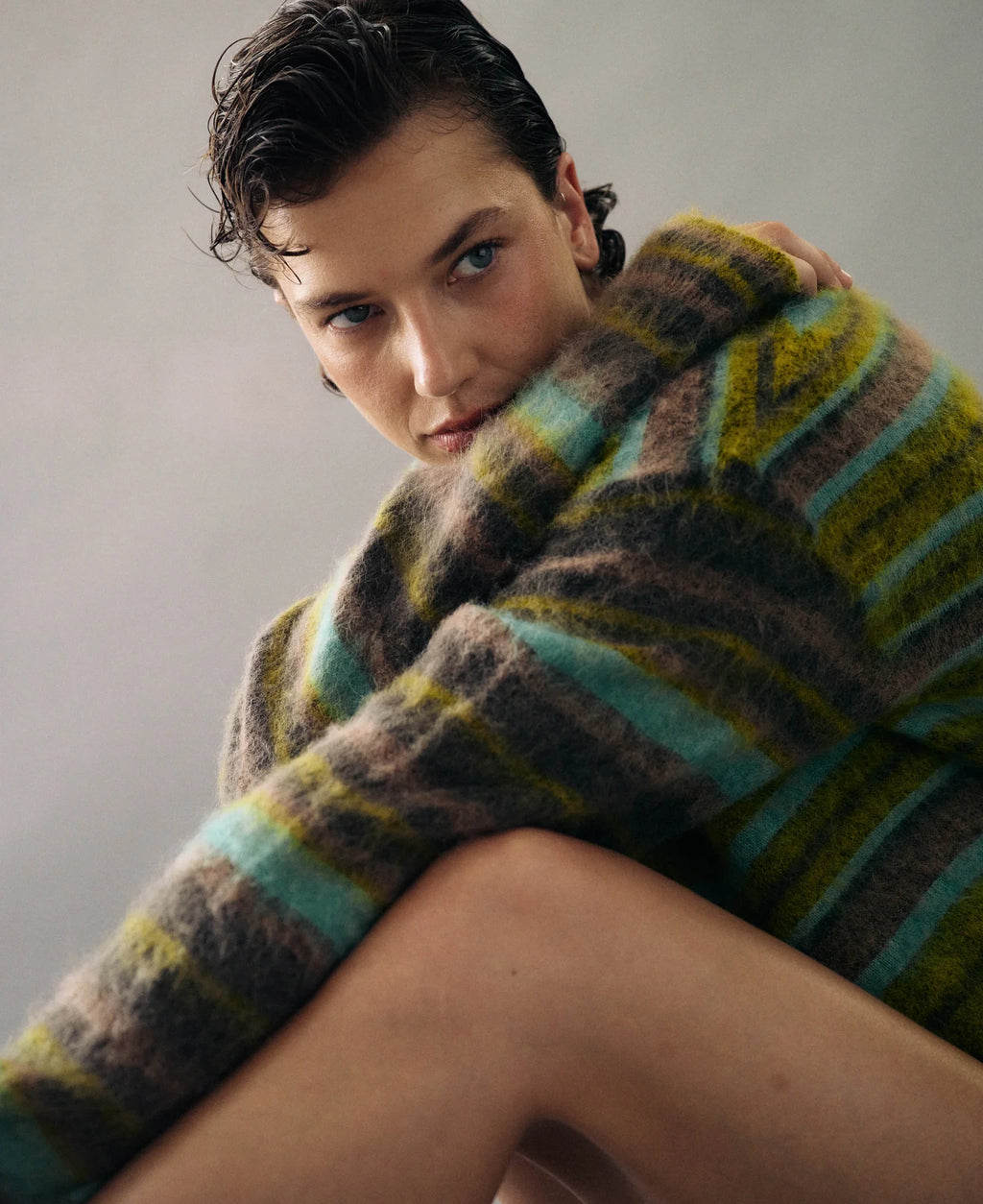 Alpaca Stripe Sweater Antique Moss