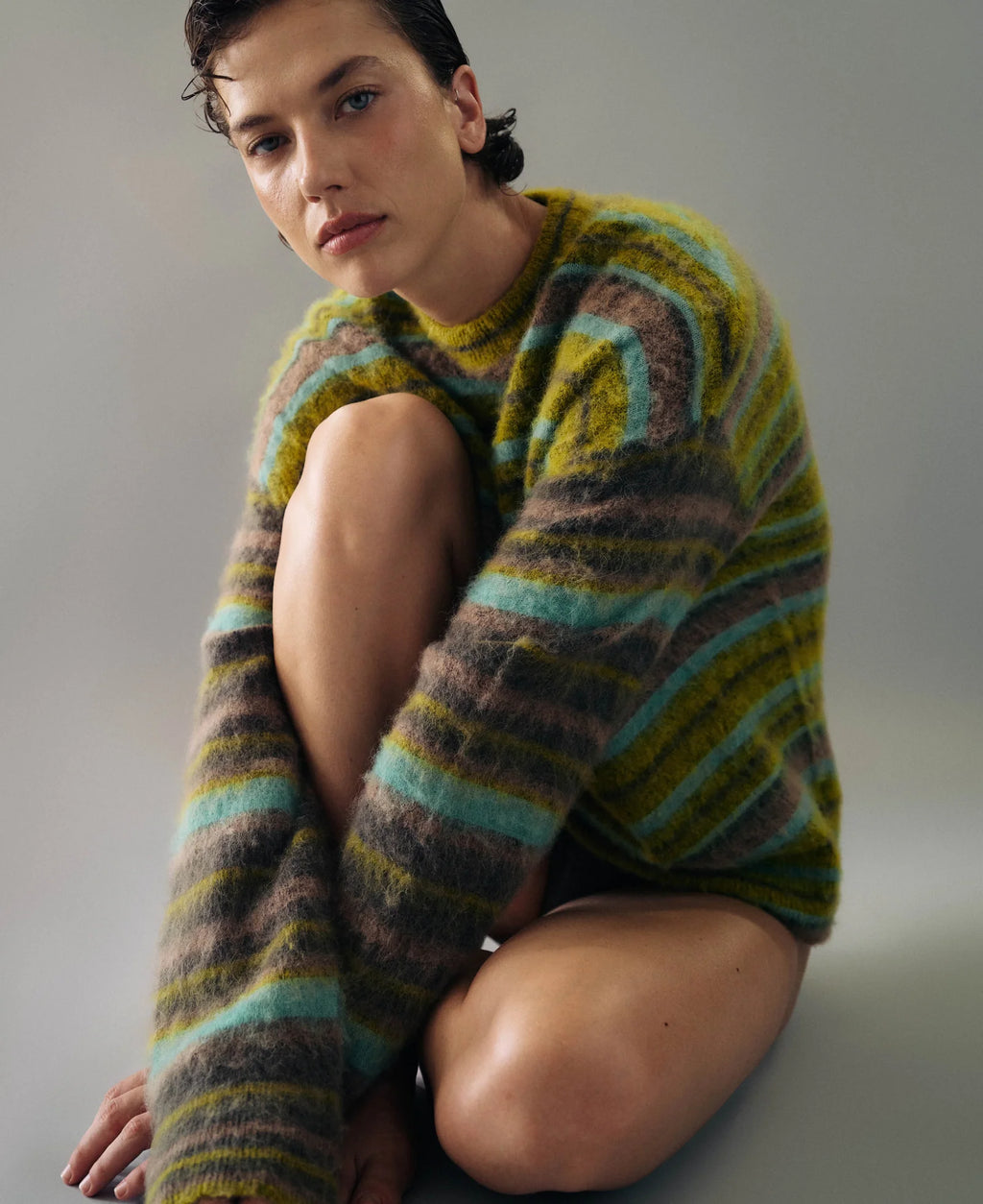 Alpaca Stripe Sweater Antique Moss