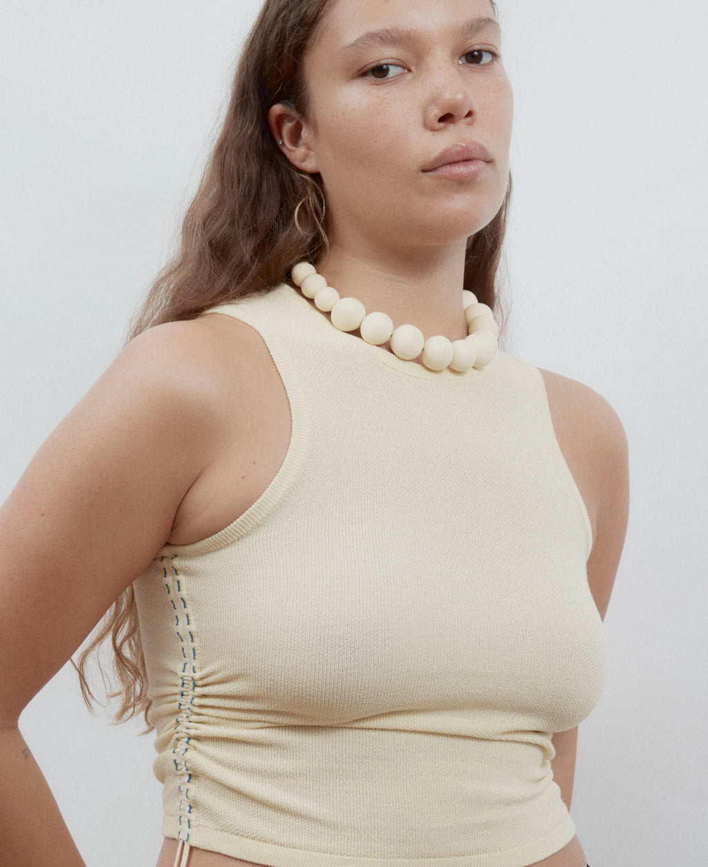 LANDING SOON Organic Ruched Tank Vanilla