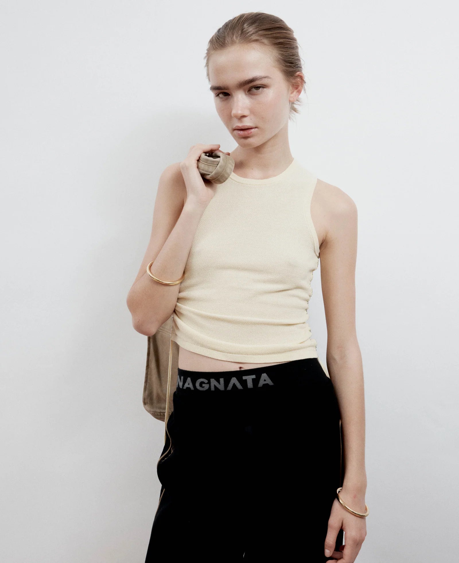 LANDING SOON Organic Ruched Tank Vanilla