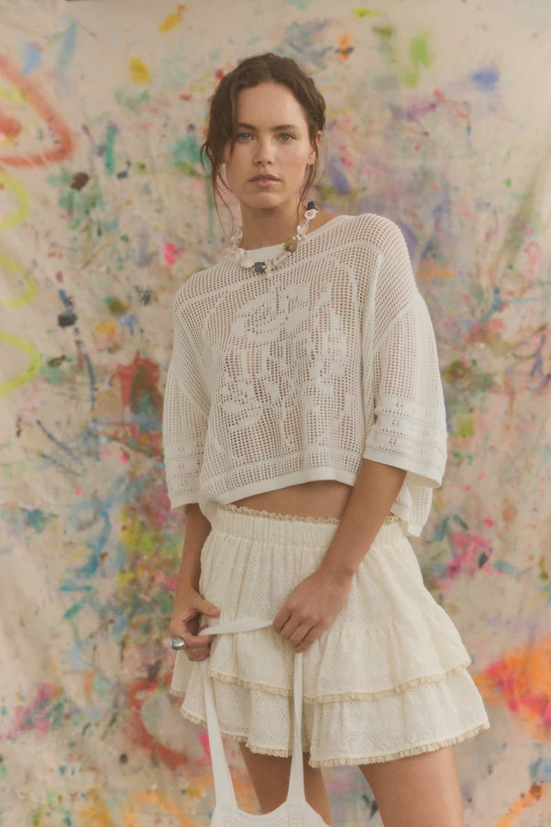 Rosa Crochet Banya Oversized Tee.....,