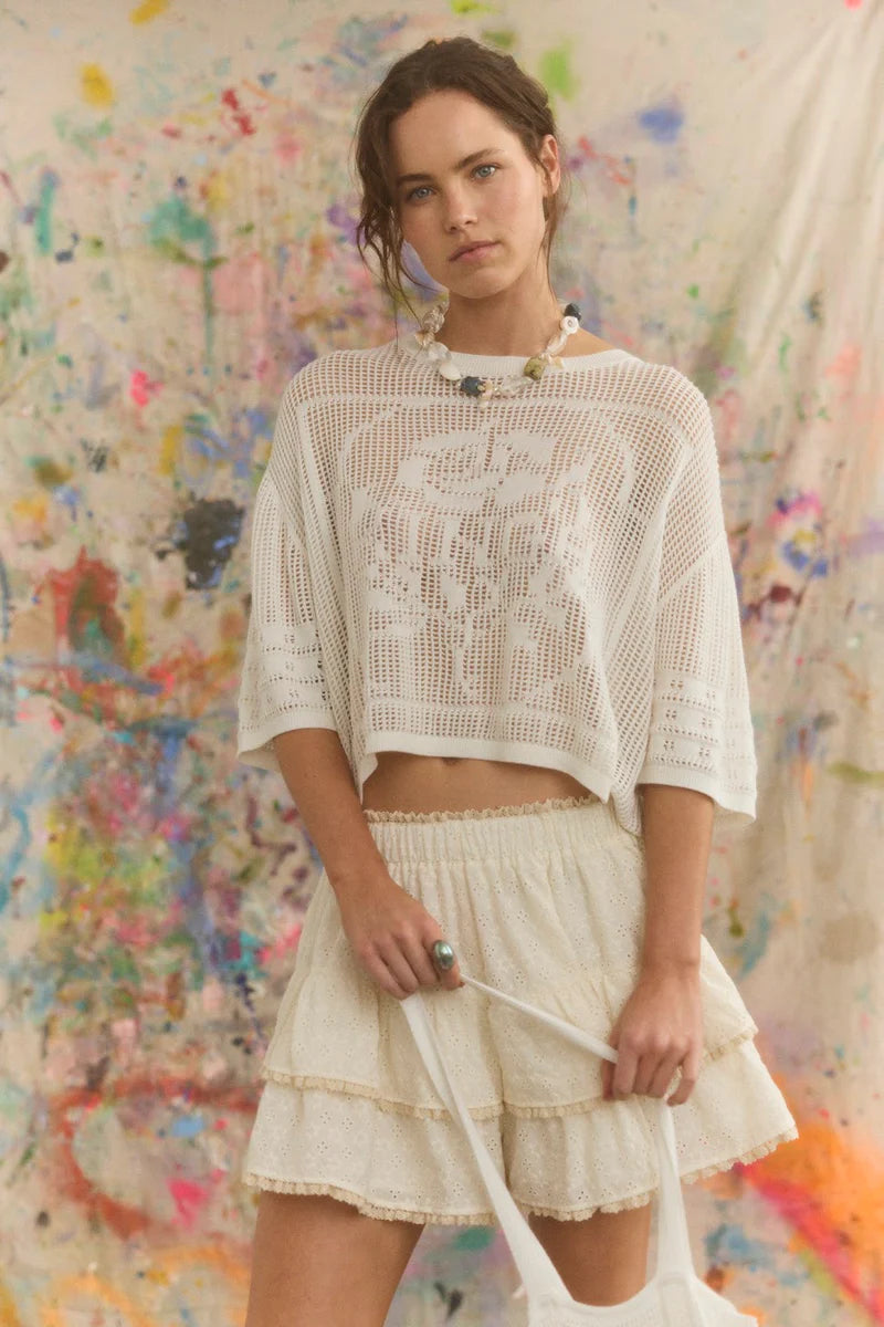 Rosa Crochet Banya Oversized Tee.....,